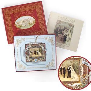 2007 Gold-plated White House Christmas Ornament The Wedding Cleveland, Orig Box